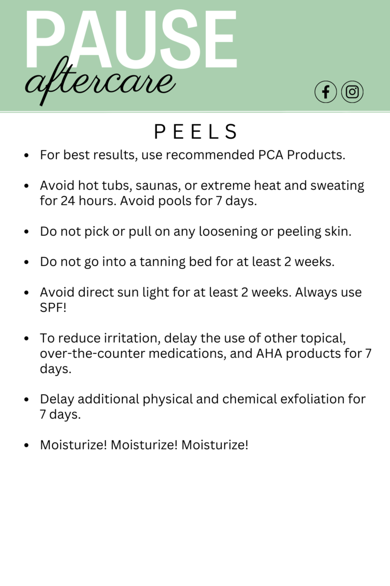 Post service PCA chemical peel instructions